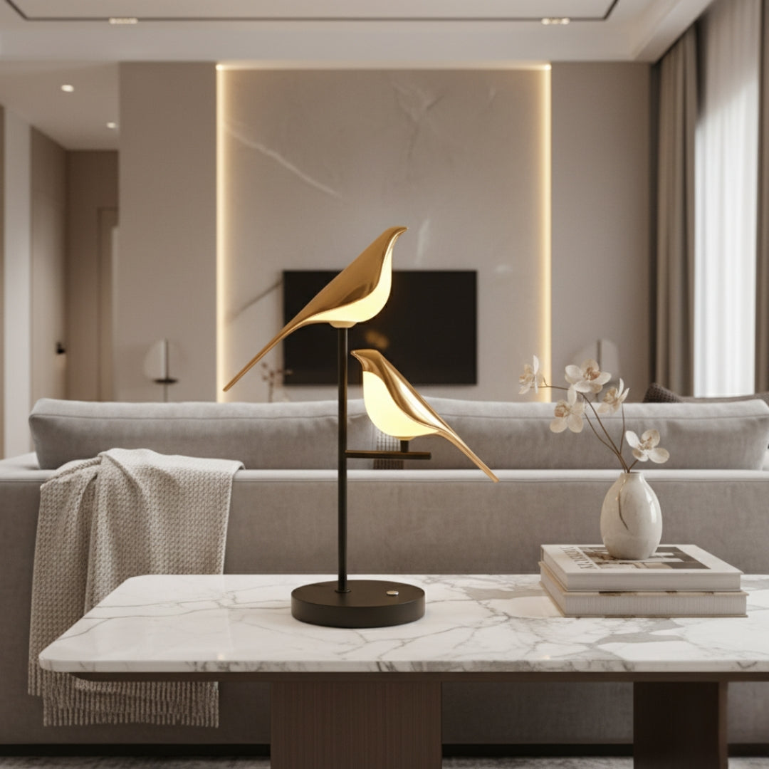 Nachttischlampe Vogel mit LED