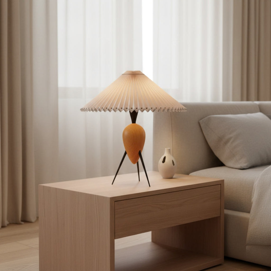 Nachttischlampe Plissiert