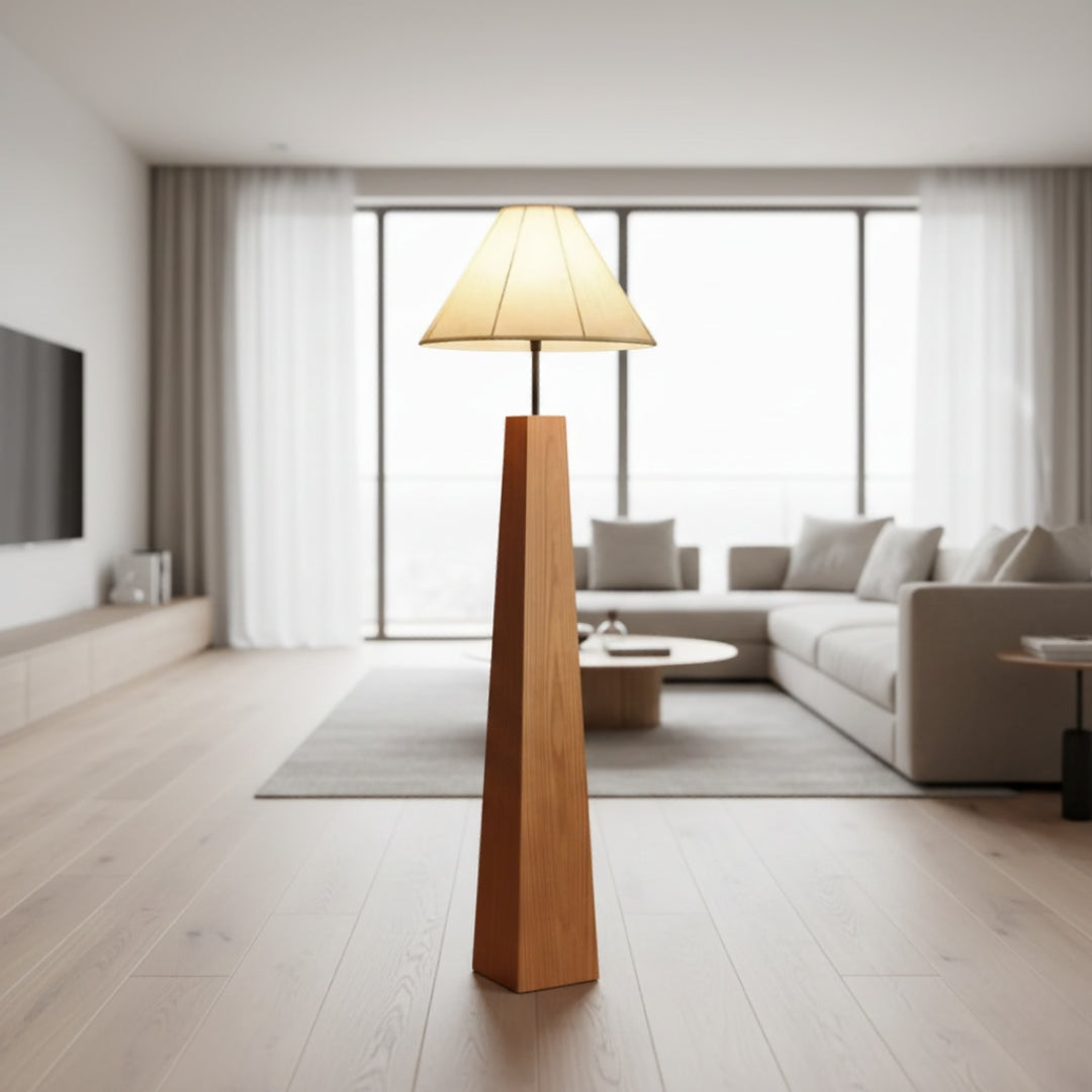 Stehlampe Weiß und Holz