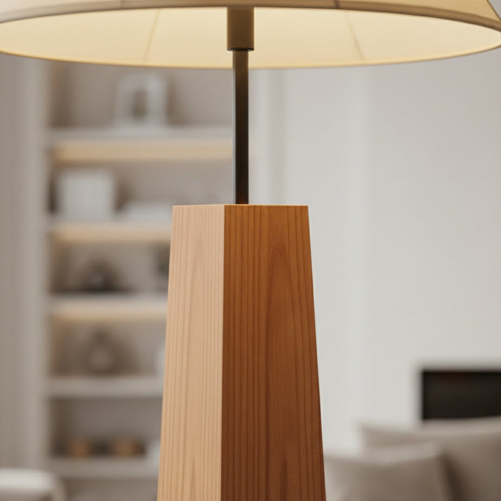 Stehlampe Weiß und Holz