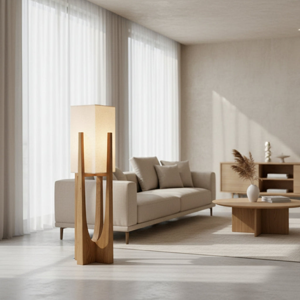 Stehlampe Naturholz