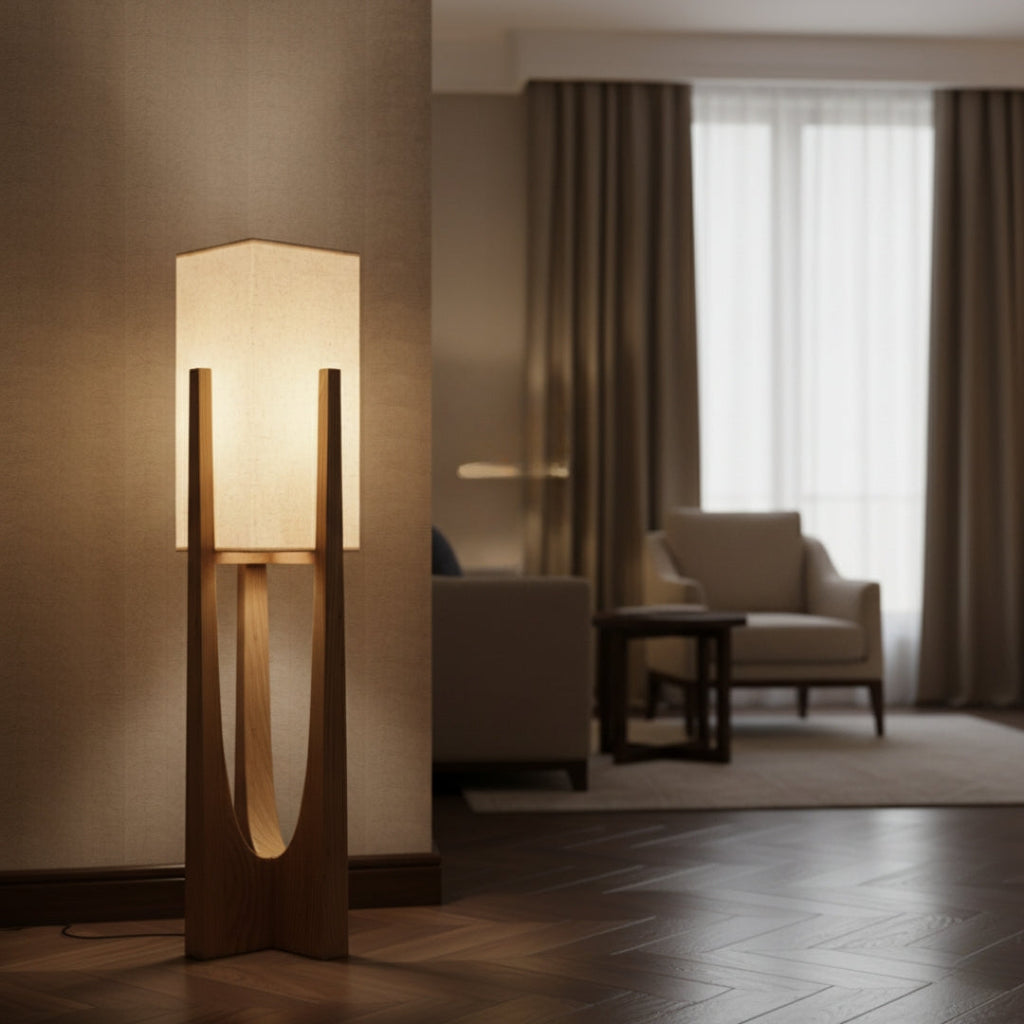 Stehlampe Naturholz