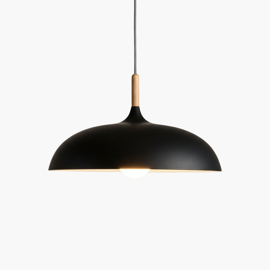 Pendelleuchte Aluminium Farbig mit Stab aus Holz