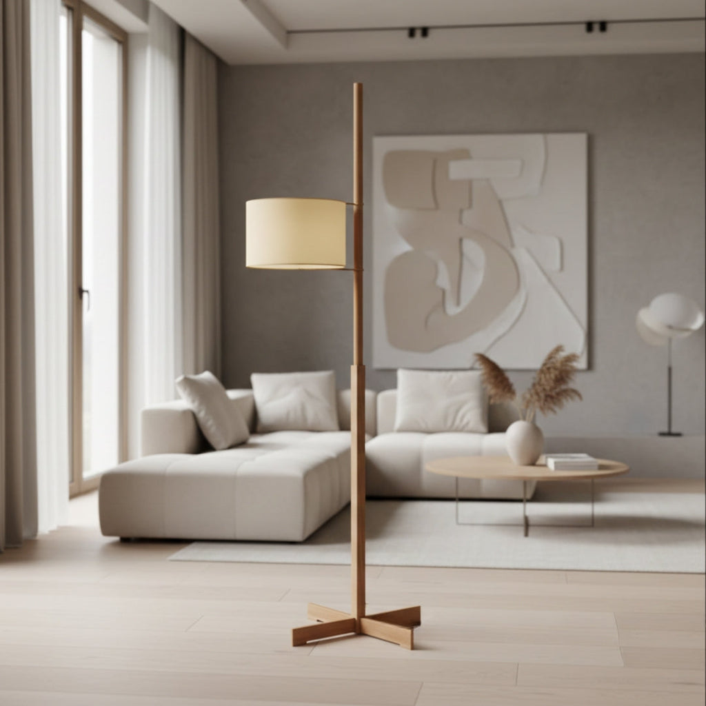 Stehlampe aus Holz Quadratisch