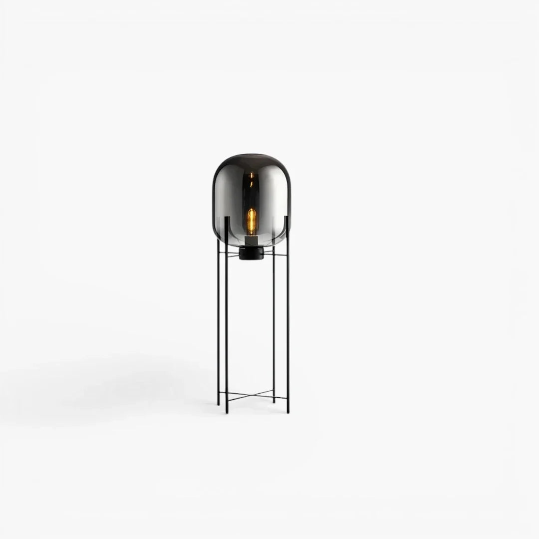 Lampe Sur Pied Fer Forgé Et Verre
