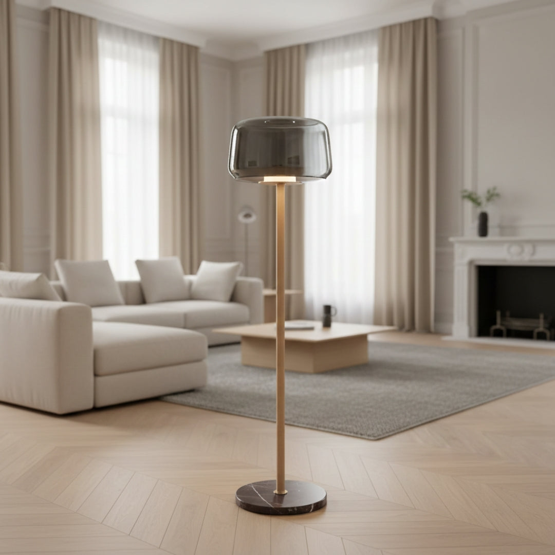Stehlampe Rauchglas