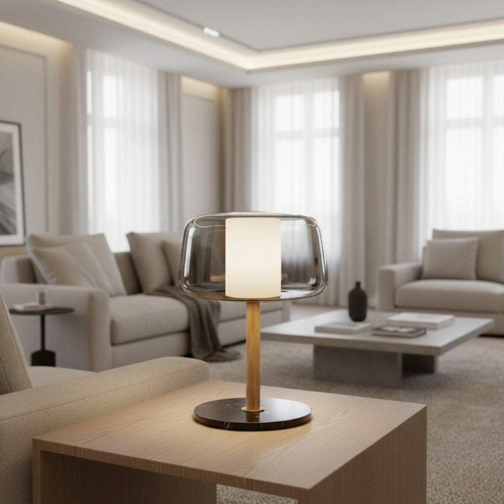 Stehlampe Rauchglas