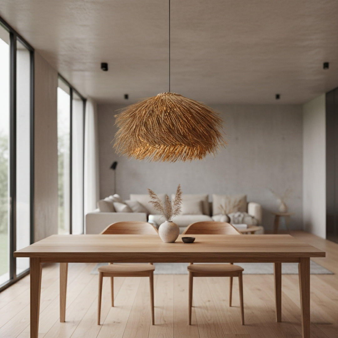Kronleuchter LED aus Rattan geflochten Hand – im japanischen Stil Wabi-Sabi Retro