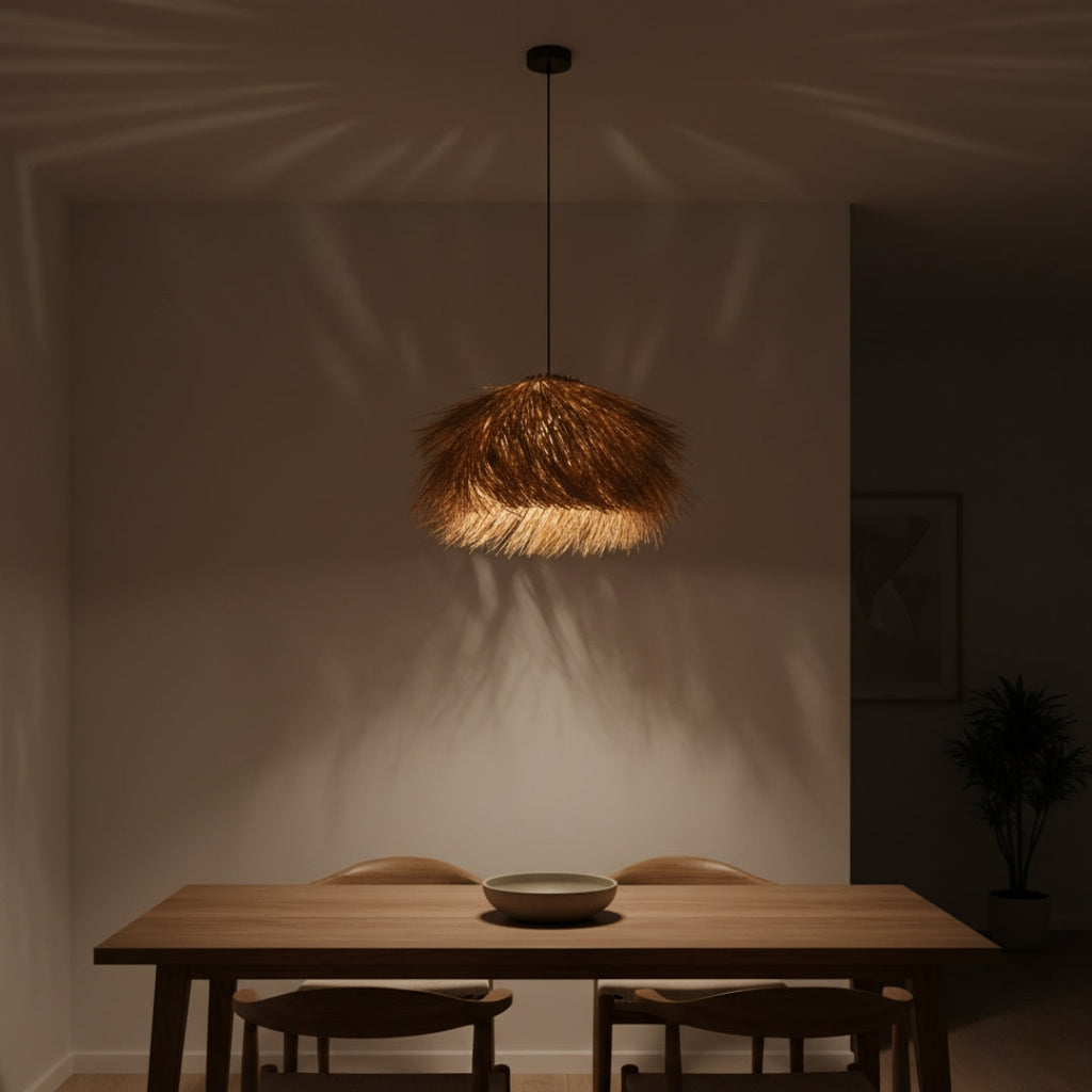 Kronleuchter LED aus Rattan geflochten Hand – im japanischen Stil Wabi-Sabi Retro