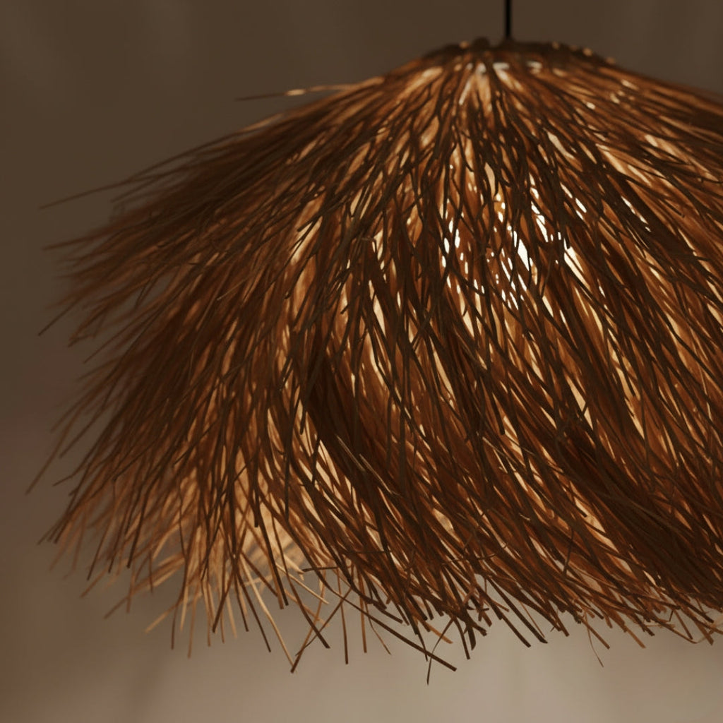 Kronleuchter LED aus Rattan geflochten Hand – im japanischen Stil Wabi-Sabi Retro