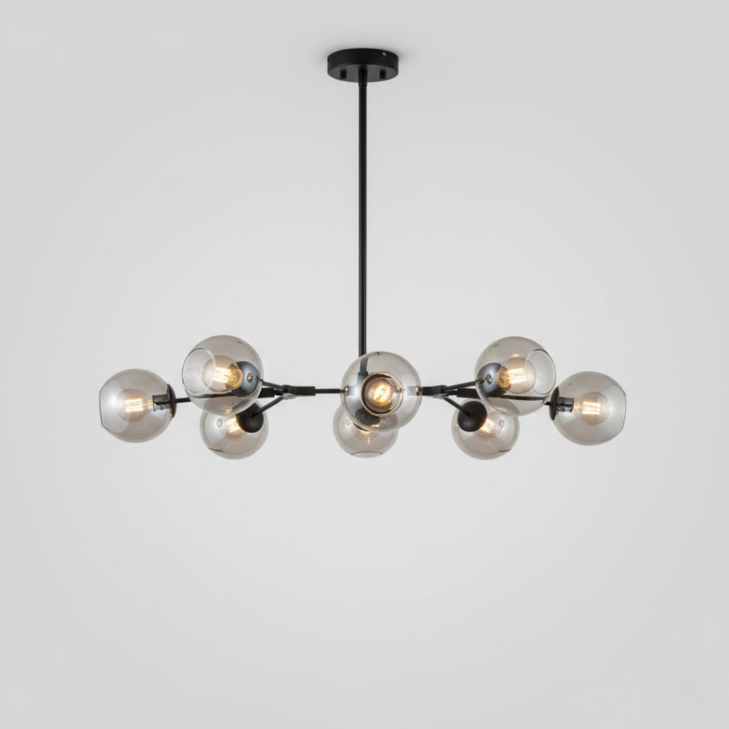 Kronleuchter Beans LED aus Metall und Bubbelglas