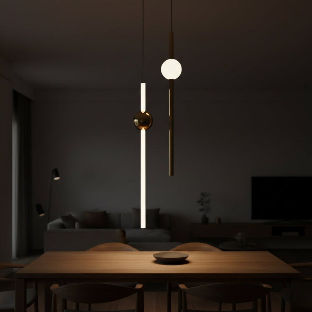 Kronleuchter LED Orion aus Goldene Röhren Design