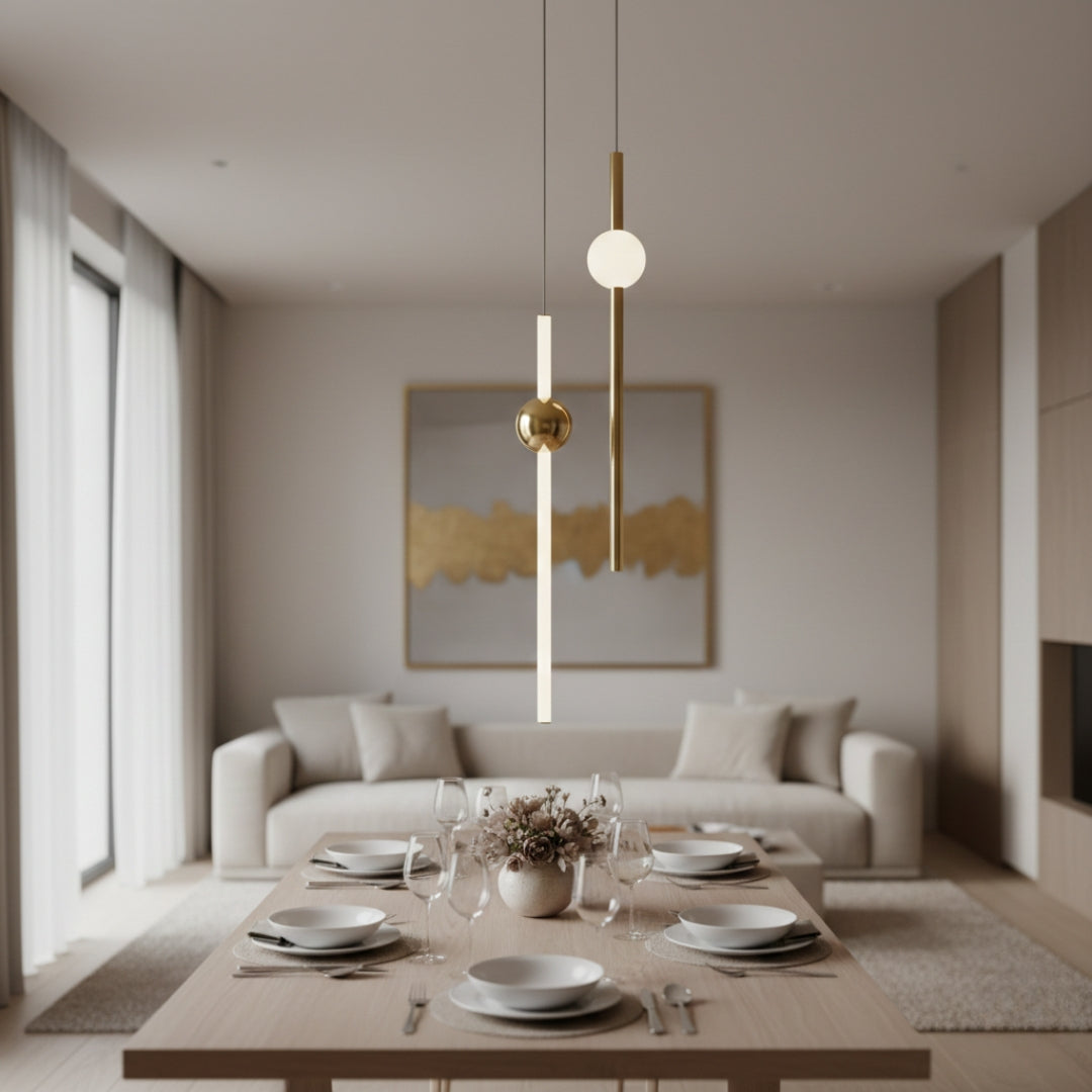 Kronleuchter LED Orion aus Goldene Röhren Design