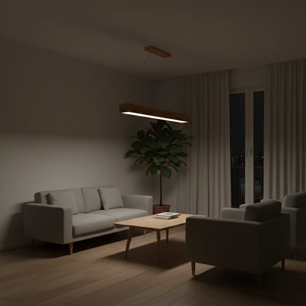 Kronleuchter LED Rechteckig aus Holz Design modern