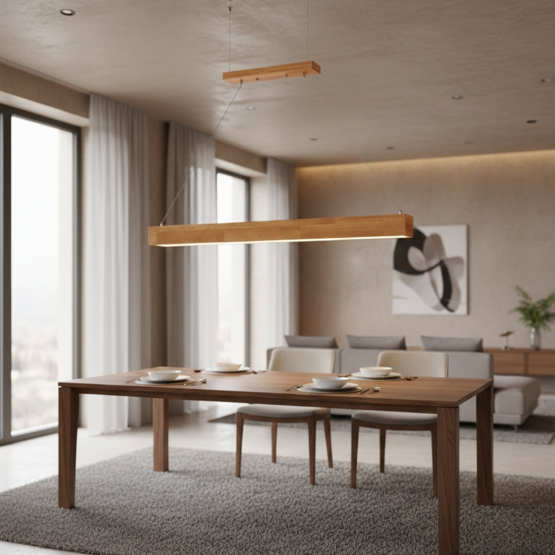 Kronleuchter LED Rechteckig aus Holz Design modern