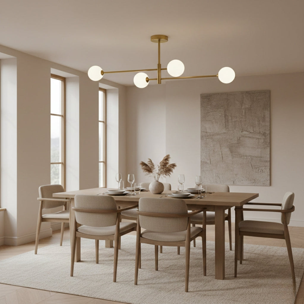 Kronleuchter skandinavisch modern aus Glas und Messing – raffinierte Eleganz
