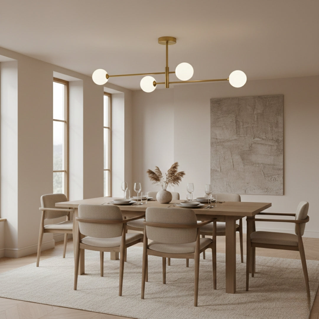 Kronleuchter skandinavisch modern aus Glas und Messing – raffinierte Eleganz