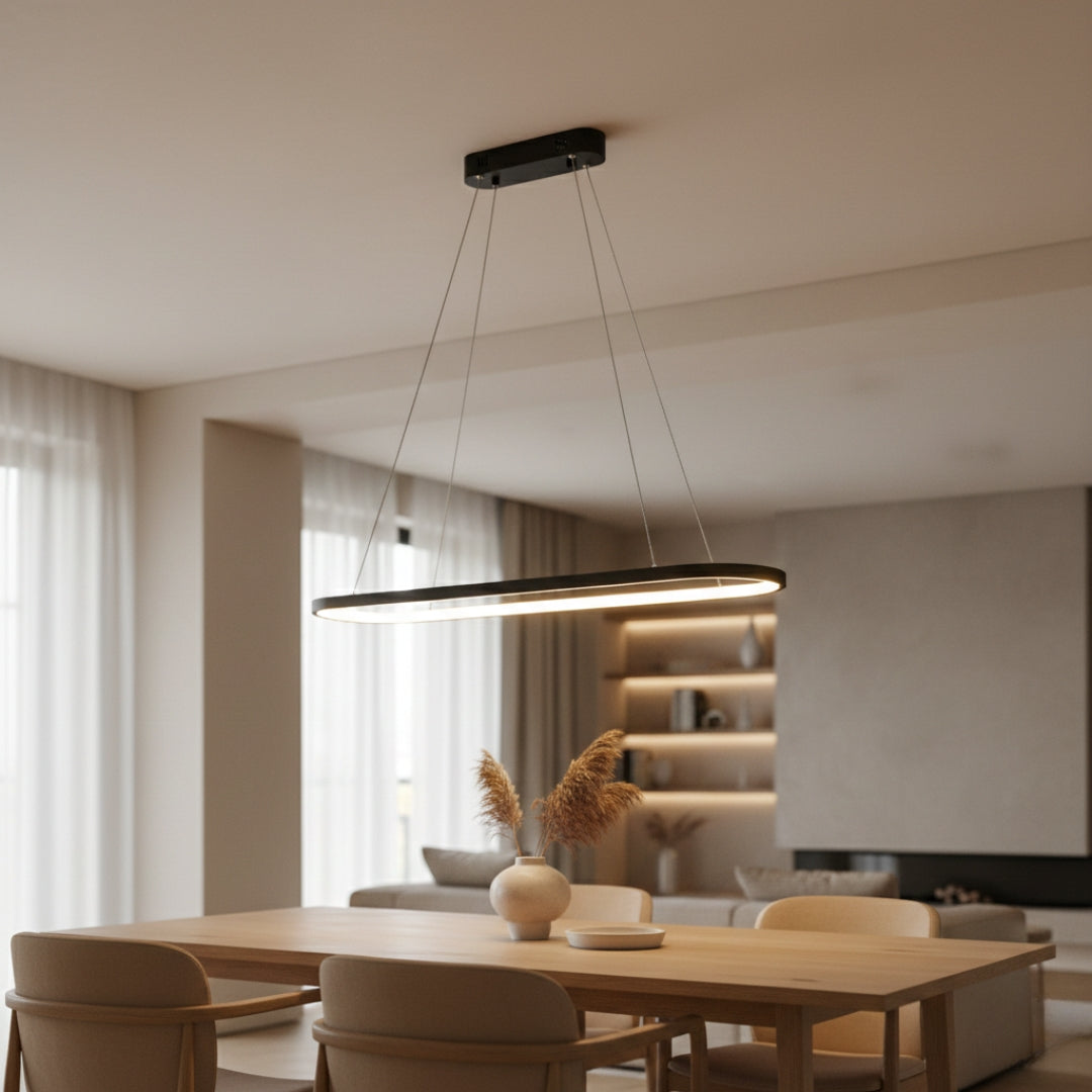 Kronleuchter hängend LED aus Aluminium im Design abgerundet