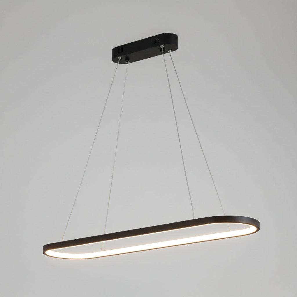 Kronleuchter hängend LED aus Aluminium im Design abgerundet