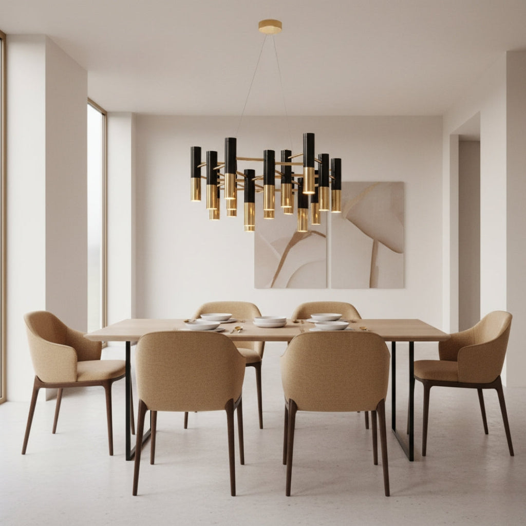 Kronleuchter design aus Metall Schwarz und Golden – Italien