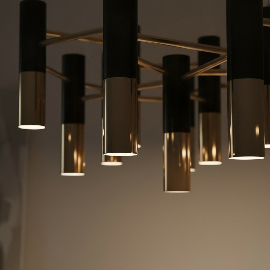 Kronleuchter design aus Metall Schwarz und Golden – Italien