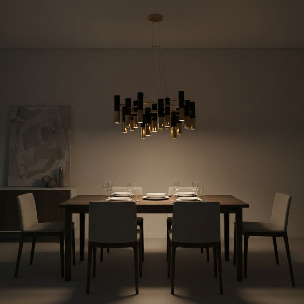Kronleuchter design aus Metall Schwarz und Golden – Italien