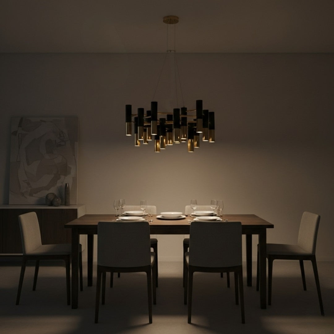 Kronleuchter design aus Metall Schwarz und Golden – Italien