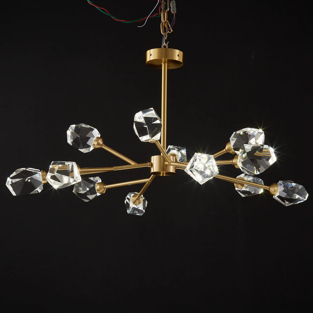 Kronleuchter Gold aus Glas und Kristallen