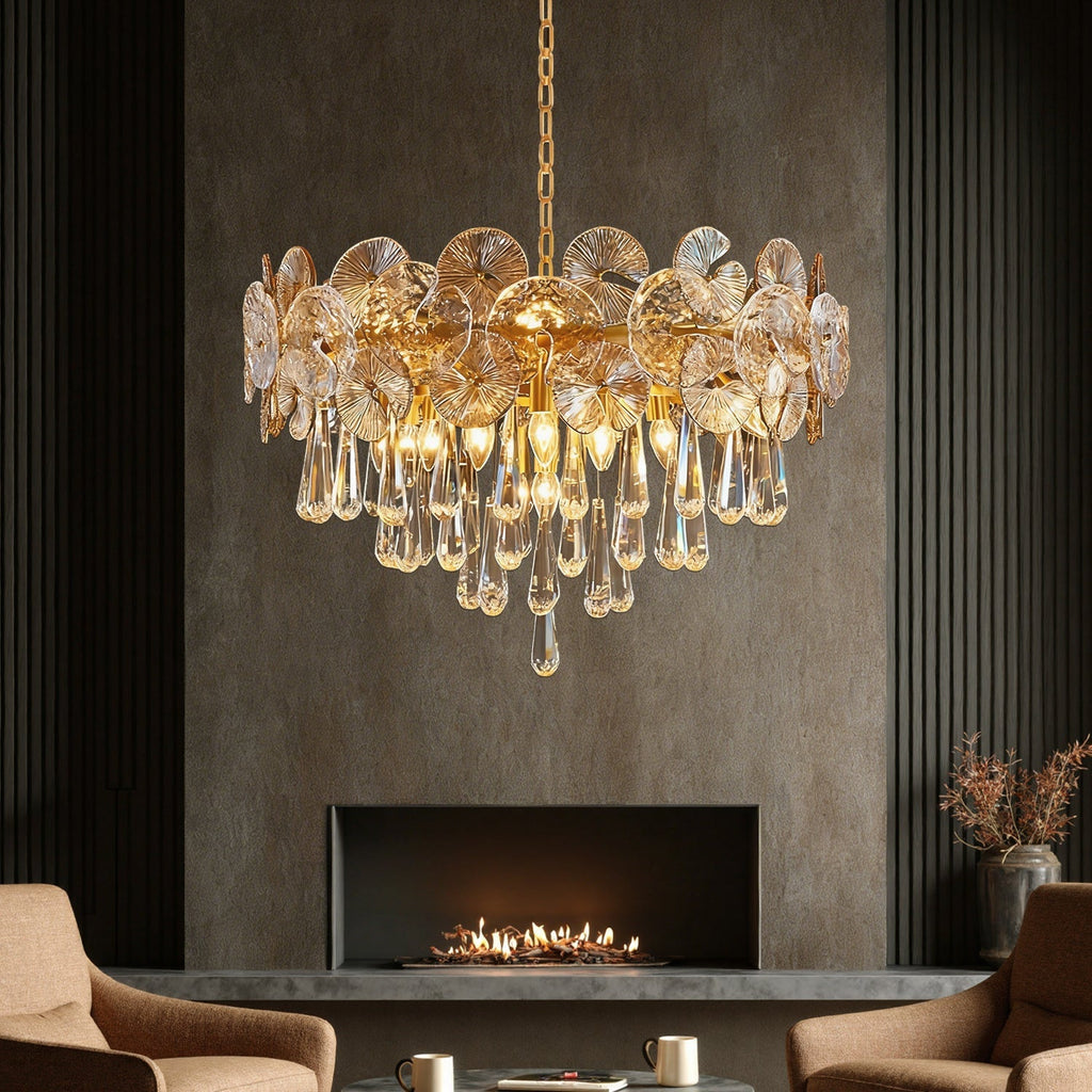 Kronleuchter Glas Gold Kugeln Wohnzimmer