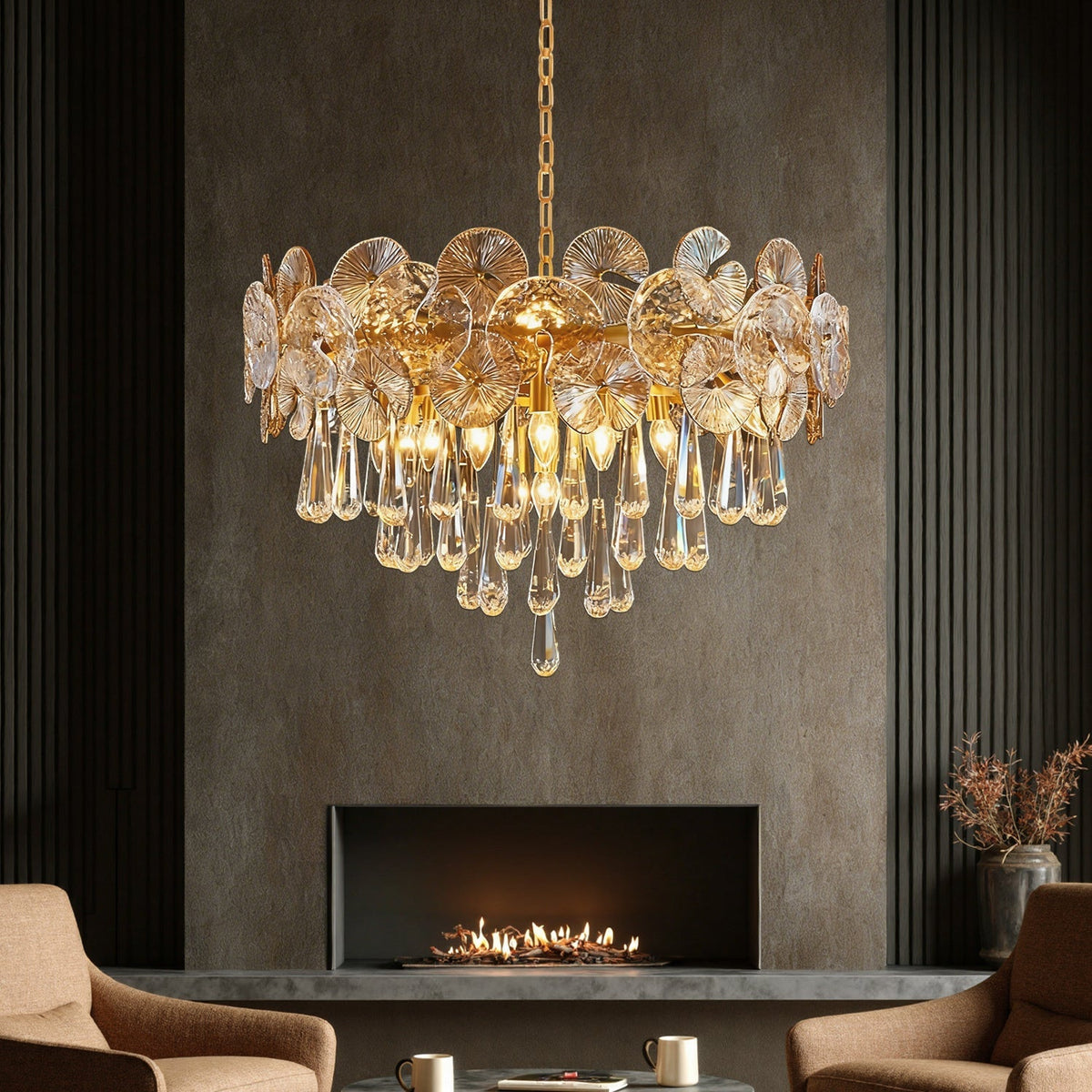Kronleuchter Glas Gold Kugeln Wohnzimmer