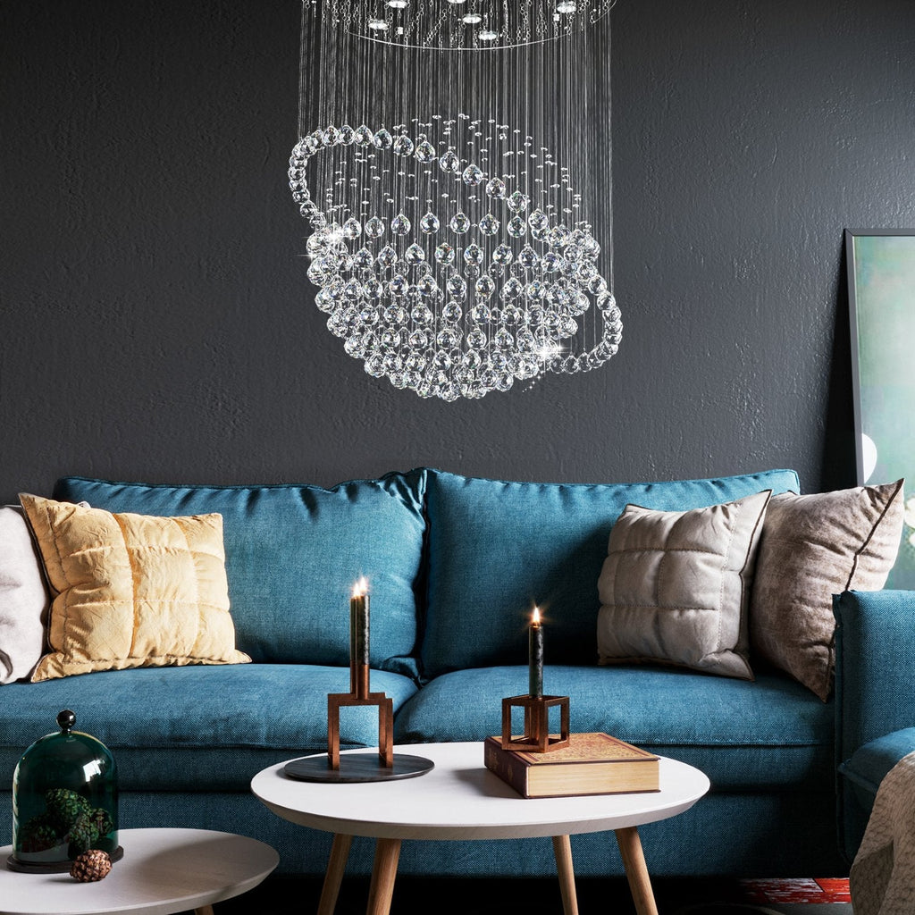 Kronleuchter Kugel Kristall Silber Wohnzimmer