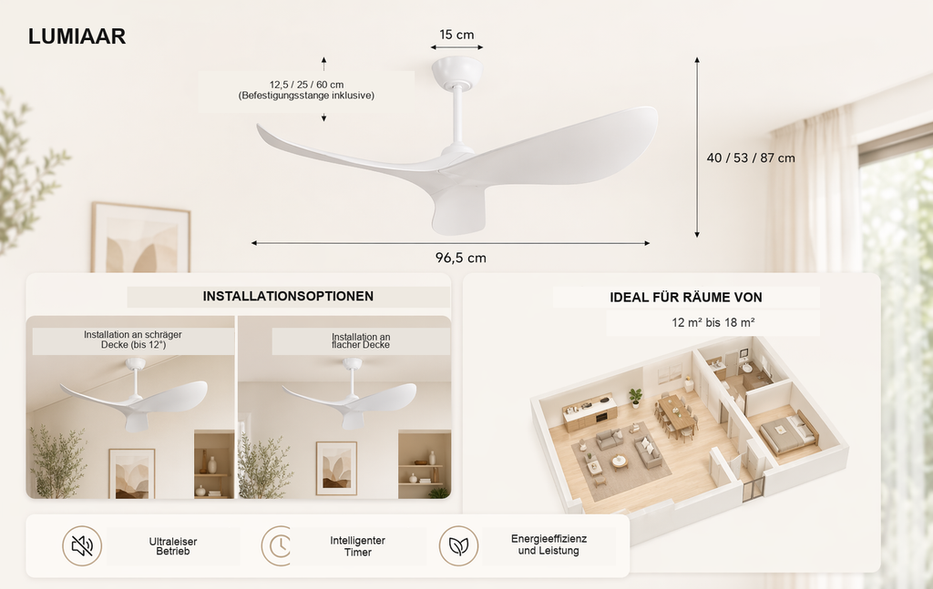 Capraia | Design-Ventilator LED Fernbedienung 97 cm