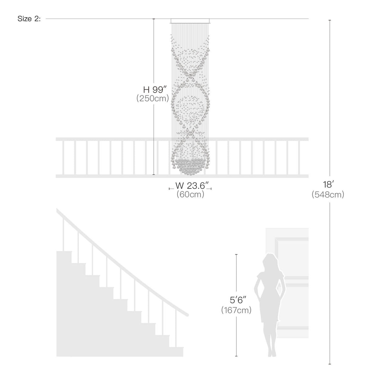 Kronleuchter Spirale Kristall Silber Kugel
