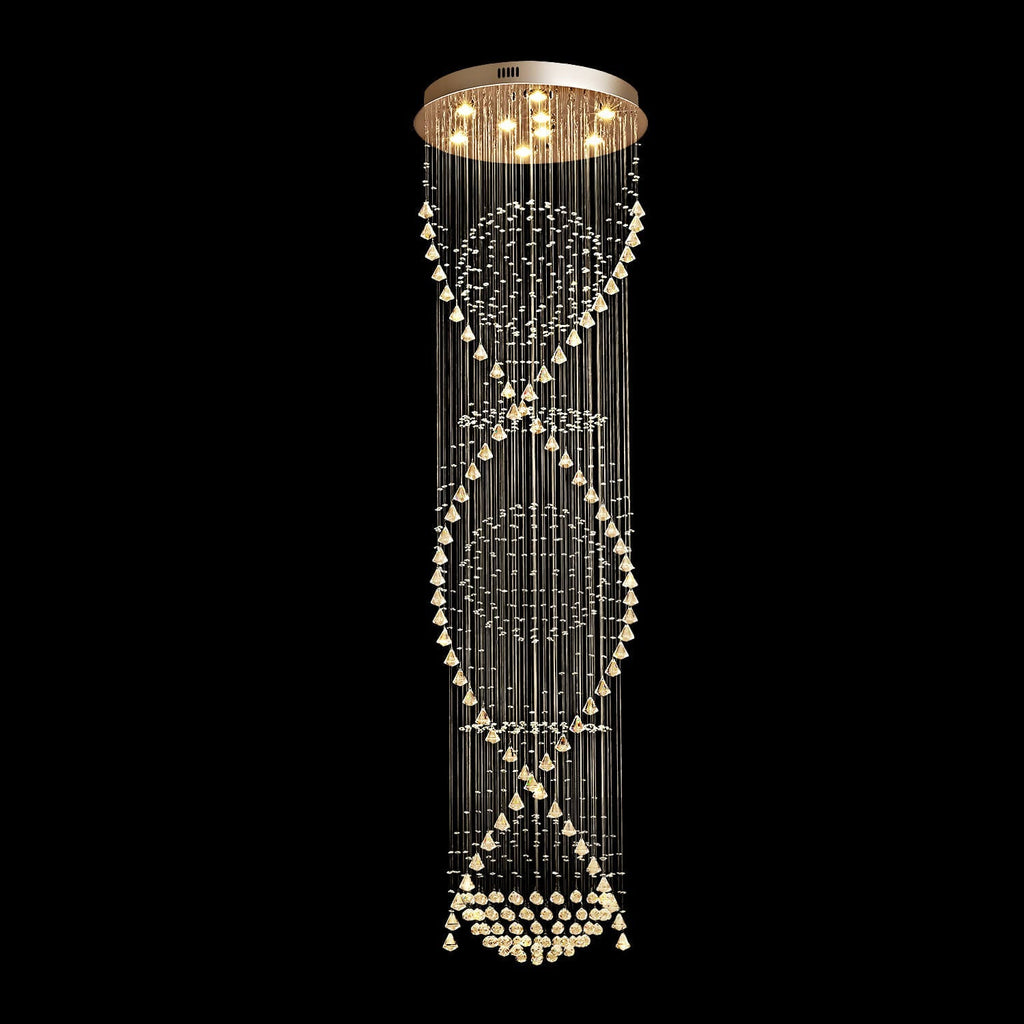 Kronleuchter Spirale Kristall Silber Kugel