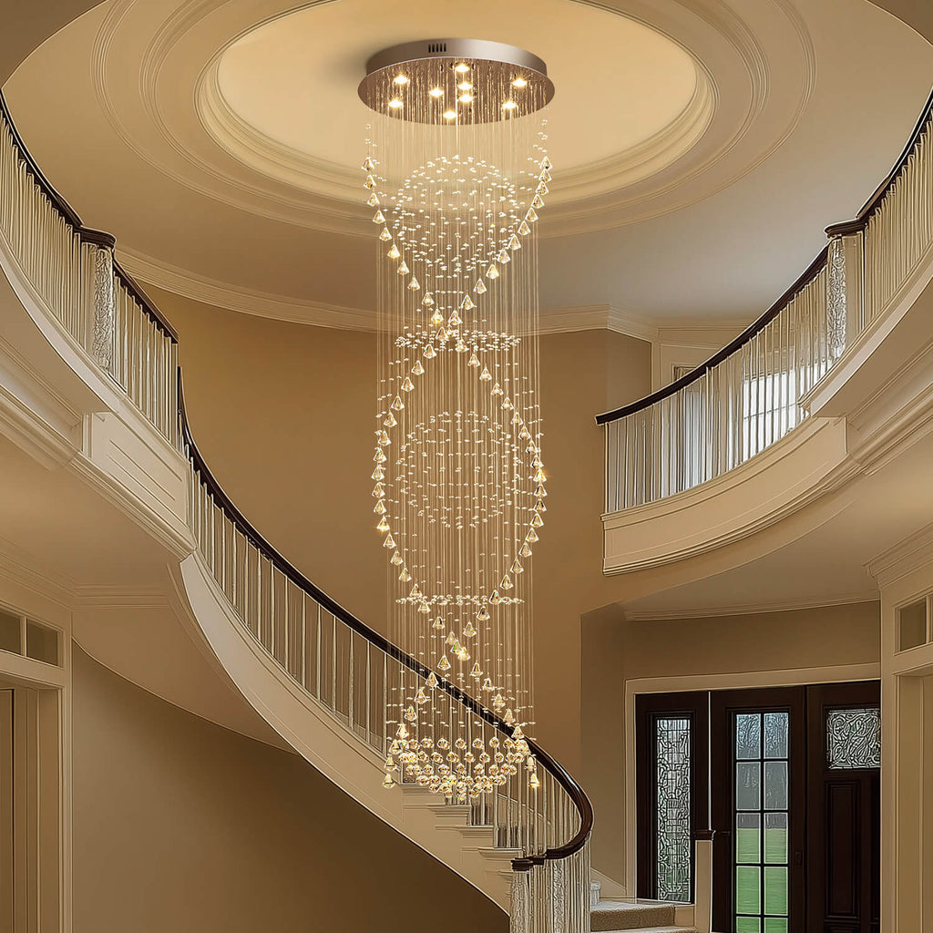Kronleuchter Spirale Kristall Silber Kugel