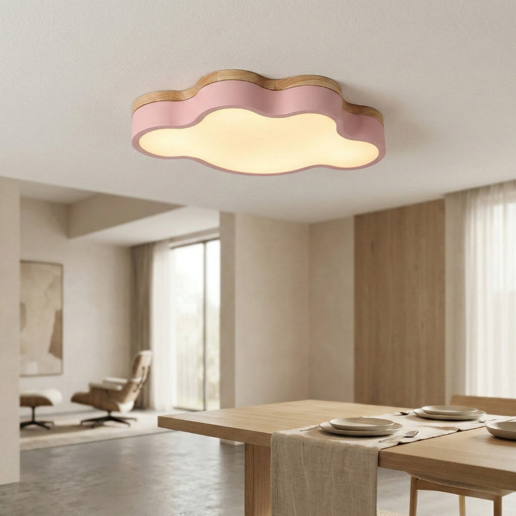 Deckenleuchte LED Holz Wolkenform Design