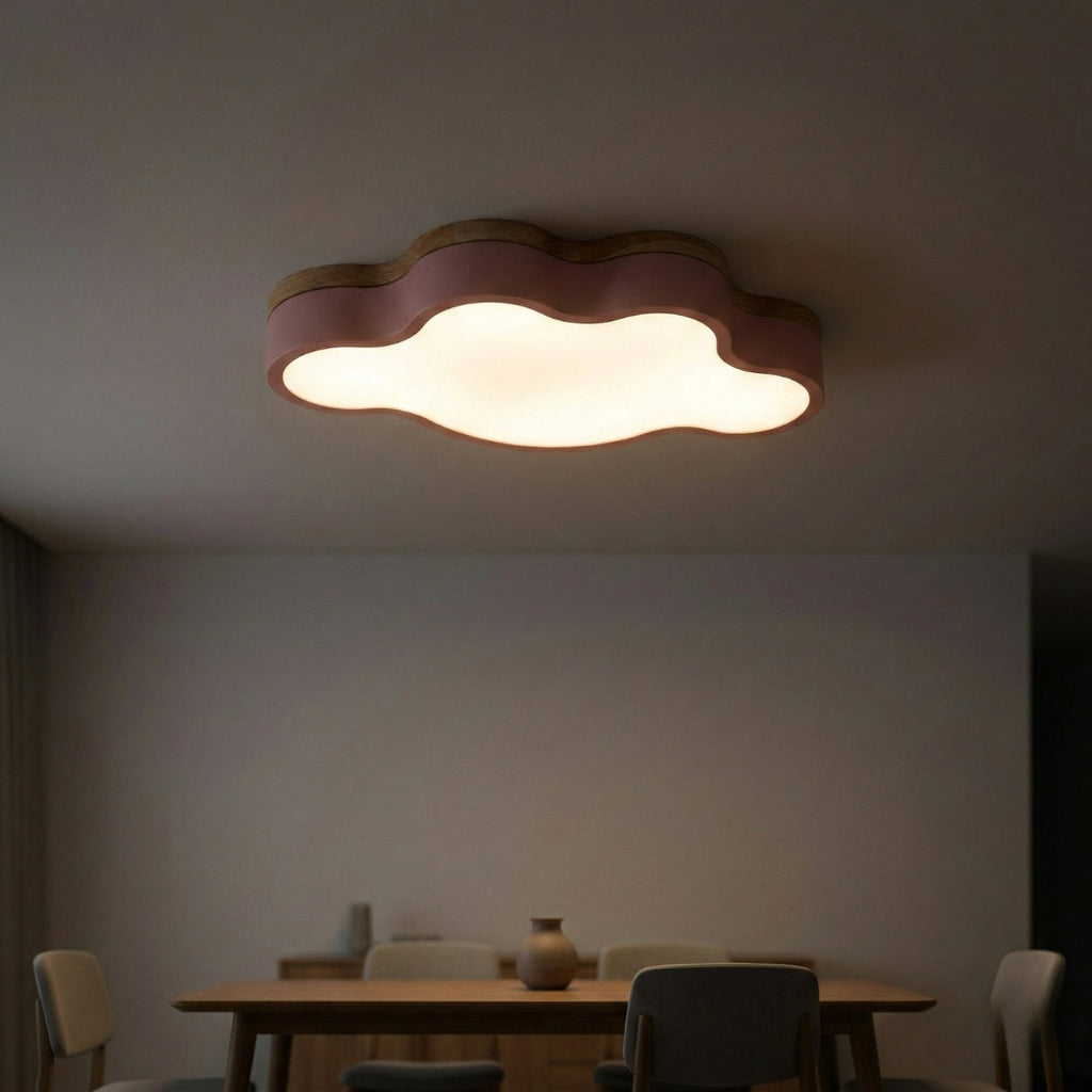 Deckenleuchte LED Holz Wolkenform Design