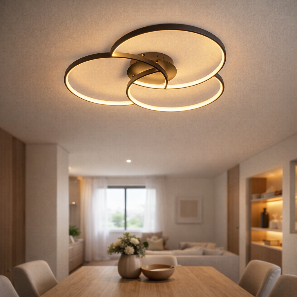 Deckenleuchte LED Design Rosette mit dreifachem Kreis