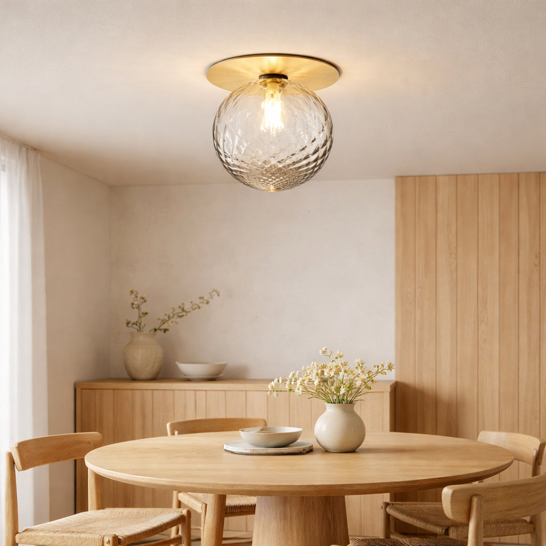 Deckenleuchte LED Rund Golden Glas Elegant