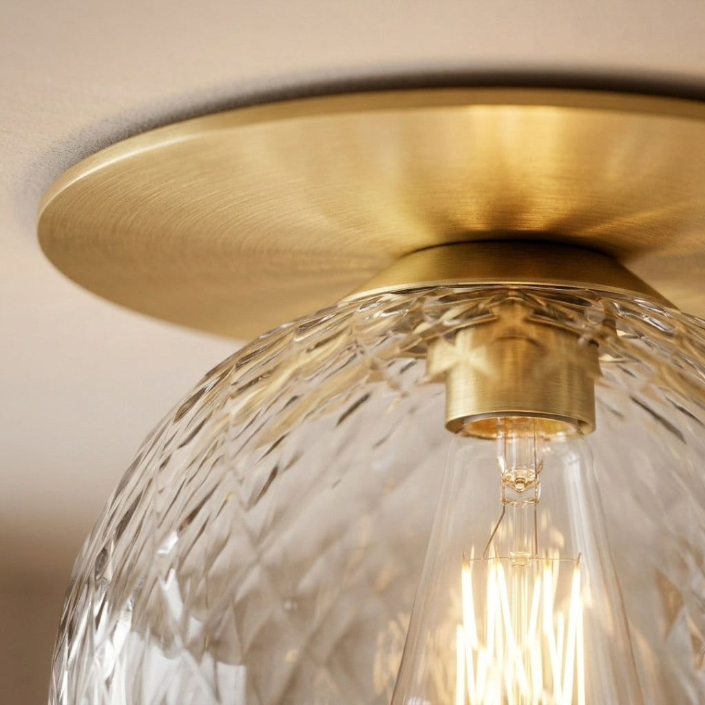 Deckenleuchte LED Rund Golden Glas Elegant