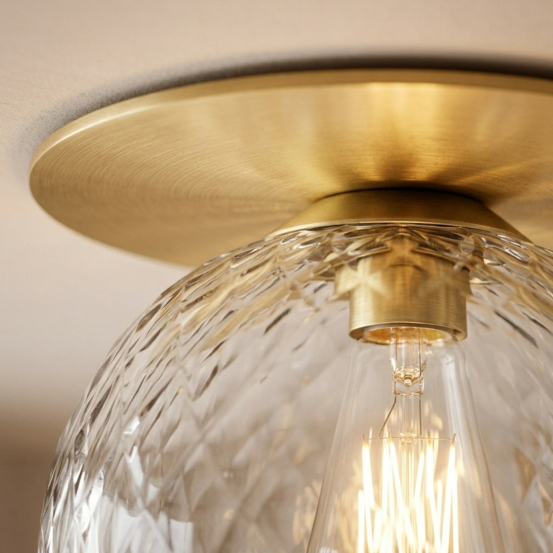 Deckenleuchte LED Rund Golden Glas Elegant