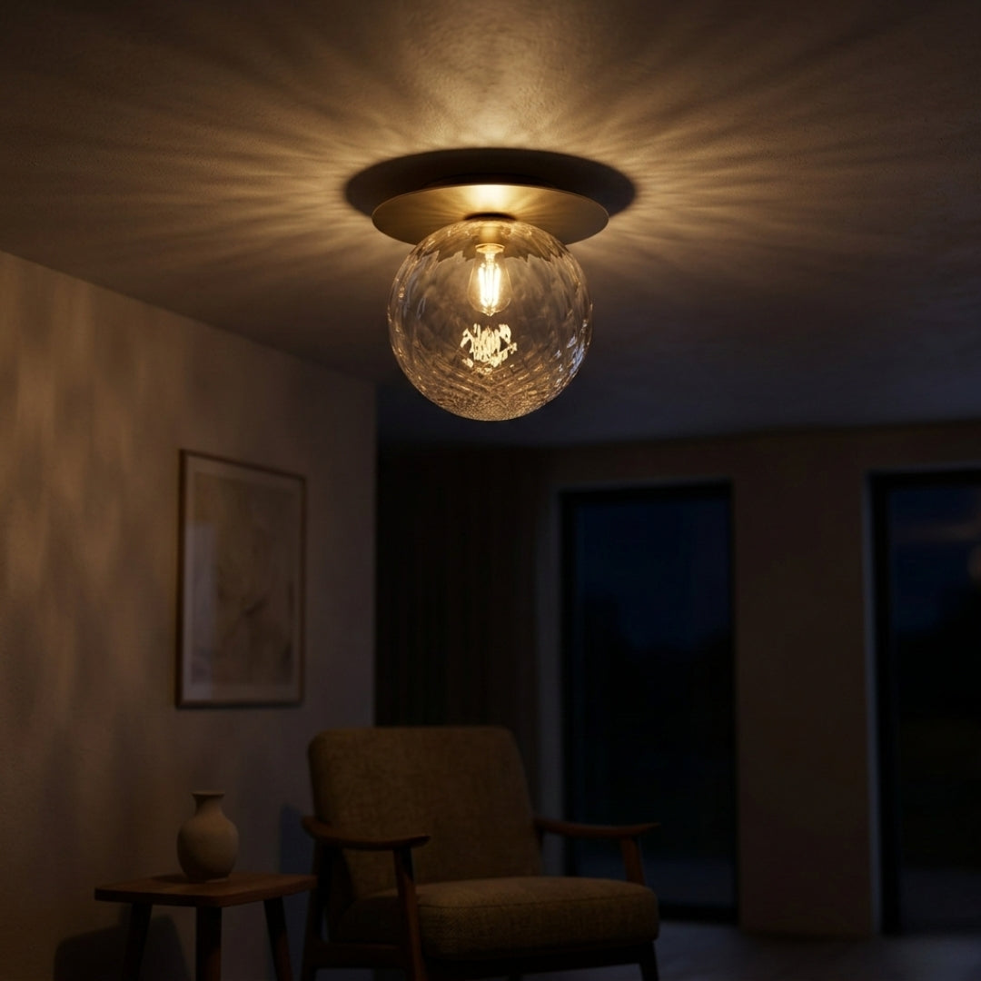 Deckenleuchte LED Rund Golden Glas Elegant