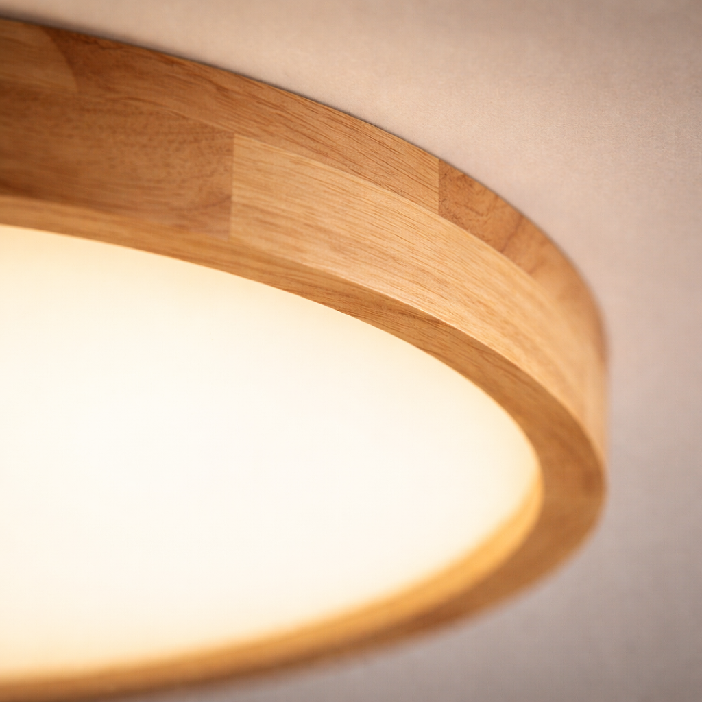 Deckenleuchte LED Rund Ultradünn aus Massivholz