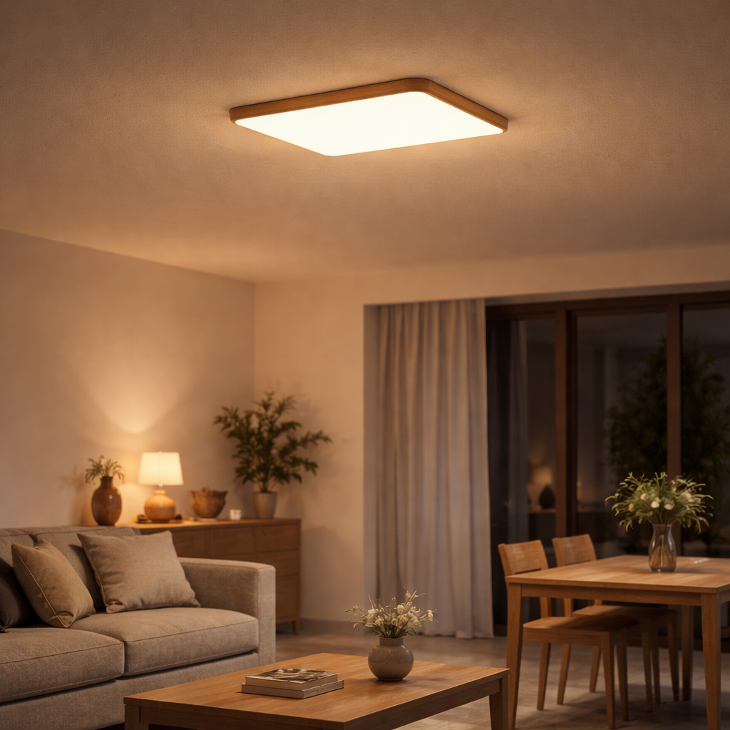 Deckenleuchte LED Rechteckig Holz Rand abgerundet