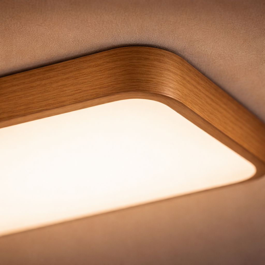 Deckenleuchte LED Rechteckig Holz Rand abgerundet