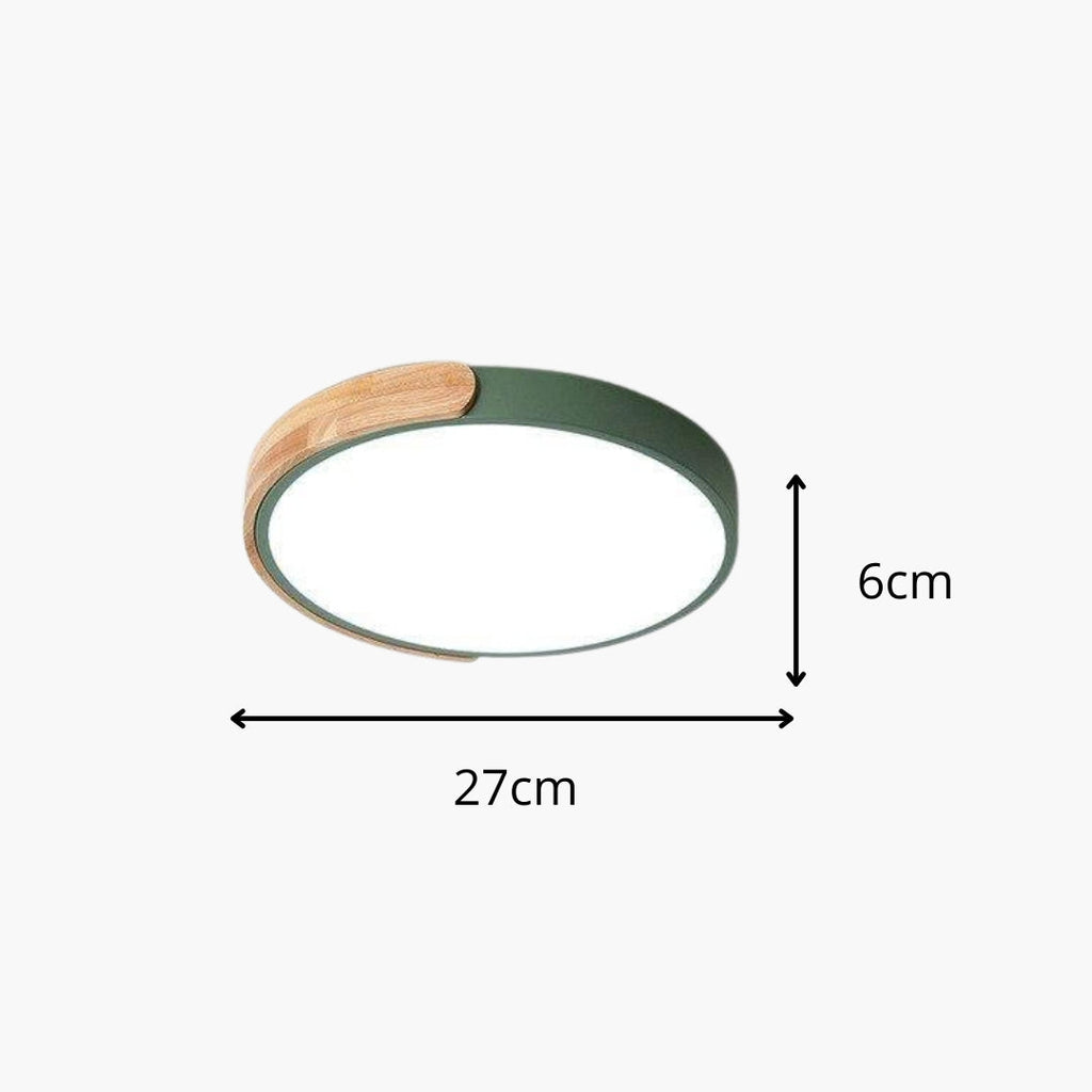 Deckenleuchte LED Rund Metall Holz Stil Macaron