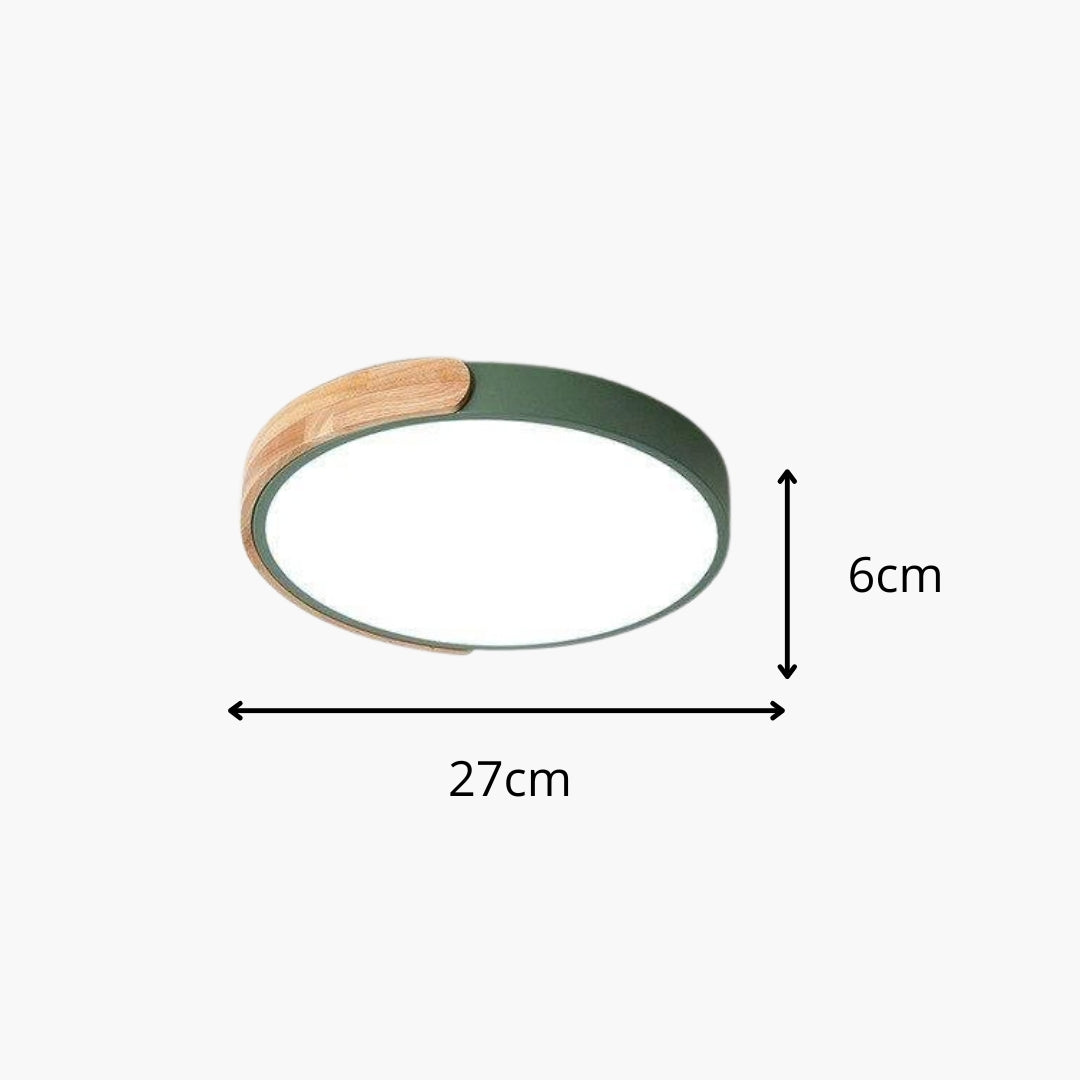 Deckenleuchte LED Rund Metall Holz Stil Macaron