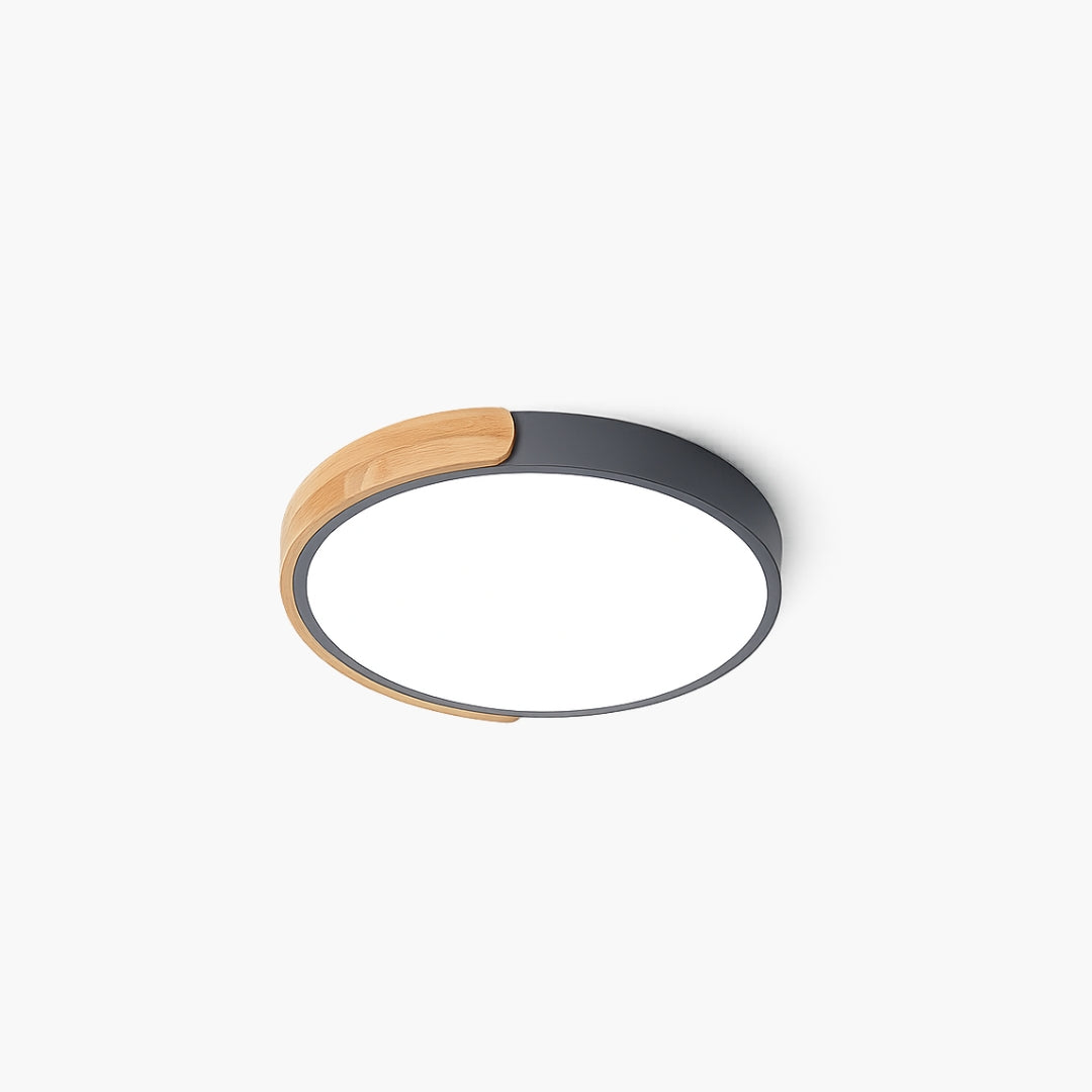 Deckenleuchte LED Rund Metall Holz Stil Macaron