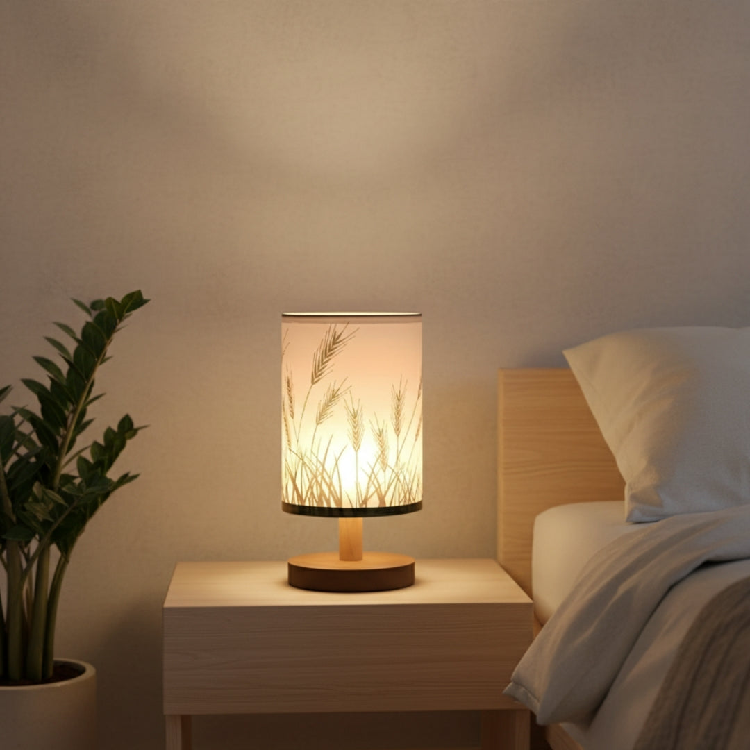 Nachttischlampe aus Leinen