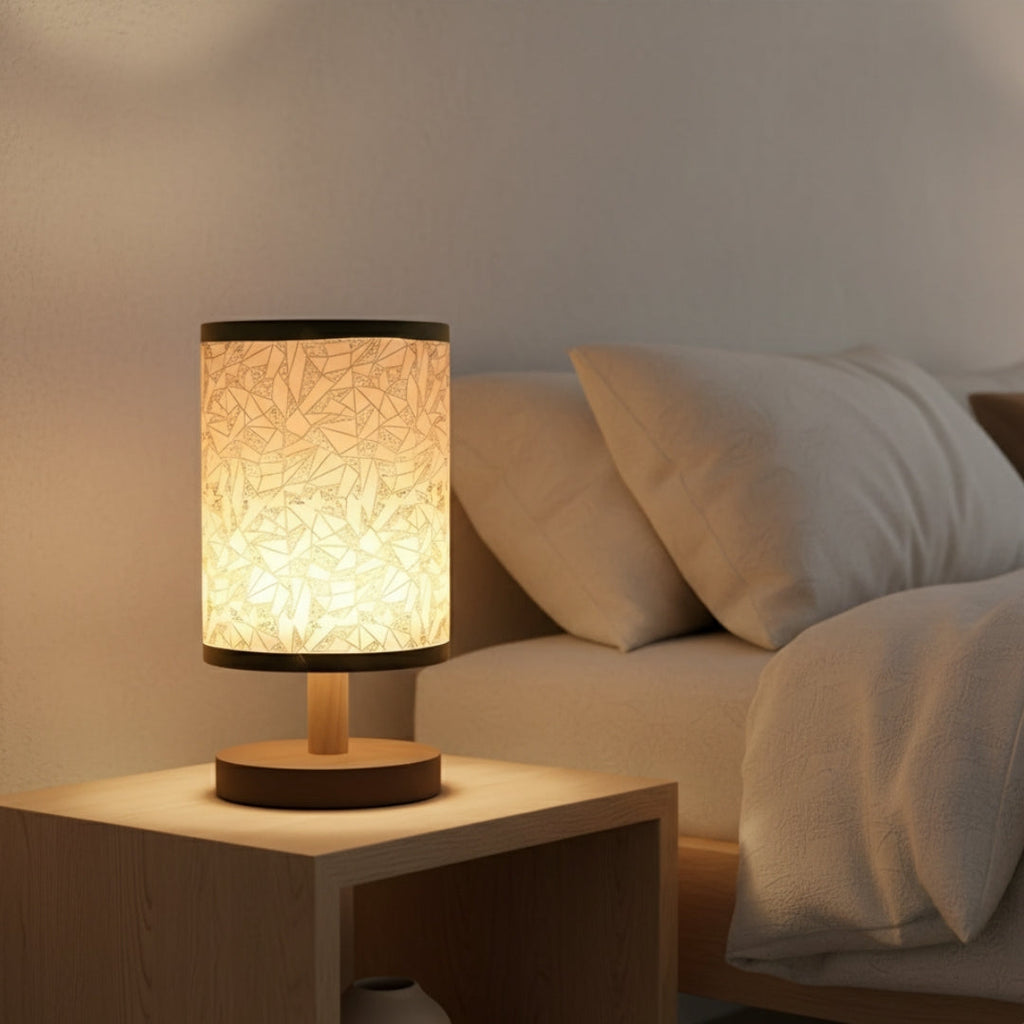 Nachttischlampe aus Leinen